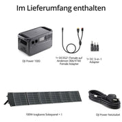 DJI Power 1000 Tragbare Powerstation, 1024 Wh Solargenerator mit 1 x 100 W faltbarem Solarpanel, für Camping/Wohnmobile, 70 Min. Schnellladung, 2200W Dauerleistung.