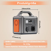 Tragbare Powerstation 600W,SBAOH 538.7Wh Solargenerator Akku mit AC/USB Ausgabe,Mobile stromgenerator für Reise/Camping/Outdoors/Emergency
