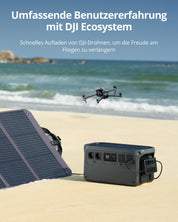 DJI Power 1000 Tragbare Powerstation, 1024 Wh Solargenerator mit 1 x 100 W faltbarem Solarpanel, für Camping/Wohnmobile, 70 Min. Schnellladung, 2200W Dauerleistung.