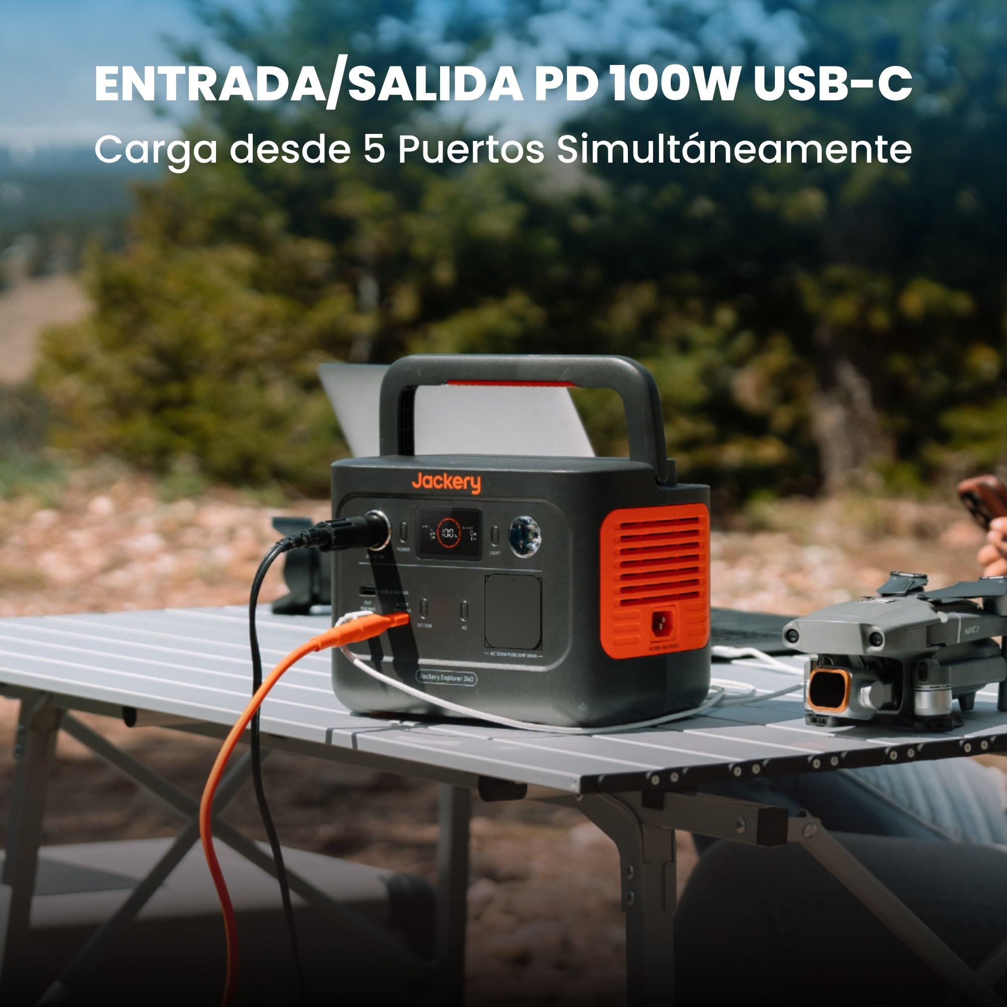 Jackery 240 v2 Solar Generator mit 40W Solarpanel, 256Wh LiFePO4-Batterie, 300W AC & 100W USB-C-Ausgang für Outdoor, Camping & Notfall (2024 Neue)
