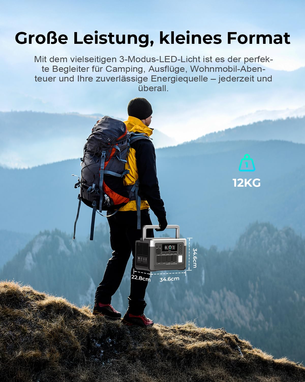 OUKITEL P1000 Plus Solargenerator mit 100W Solarpanel, 1024Wh LiFePO4-Batterie,1800W Tragbare Powerstation, Schnellladung von 0-80% in 45 Min. Ultra-Leise für Camping, Wohnmobile & Stromausfälle