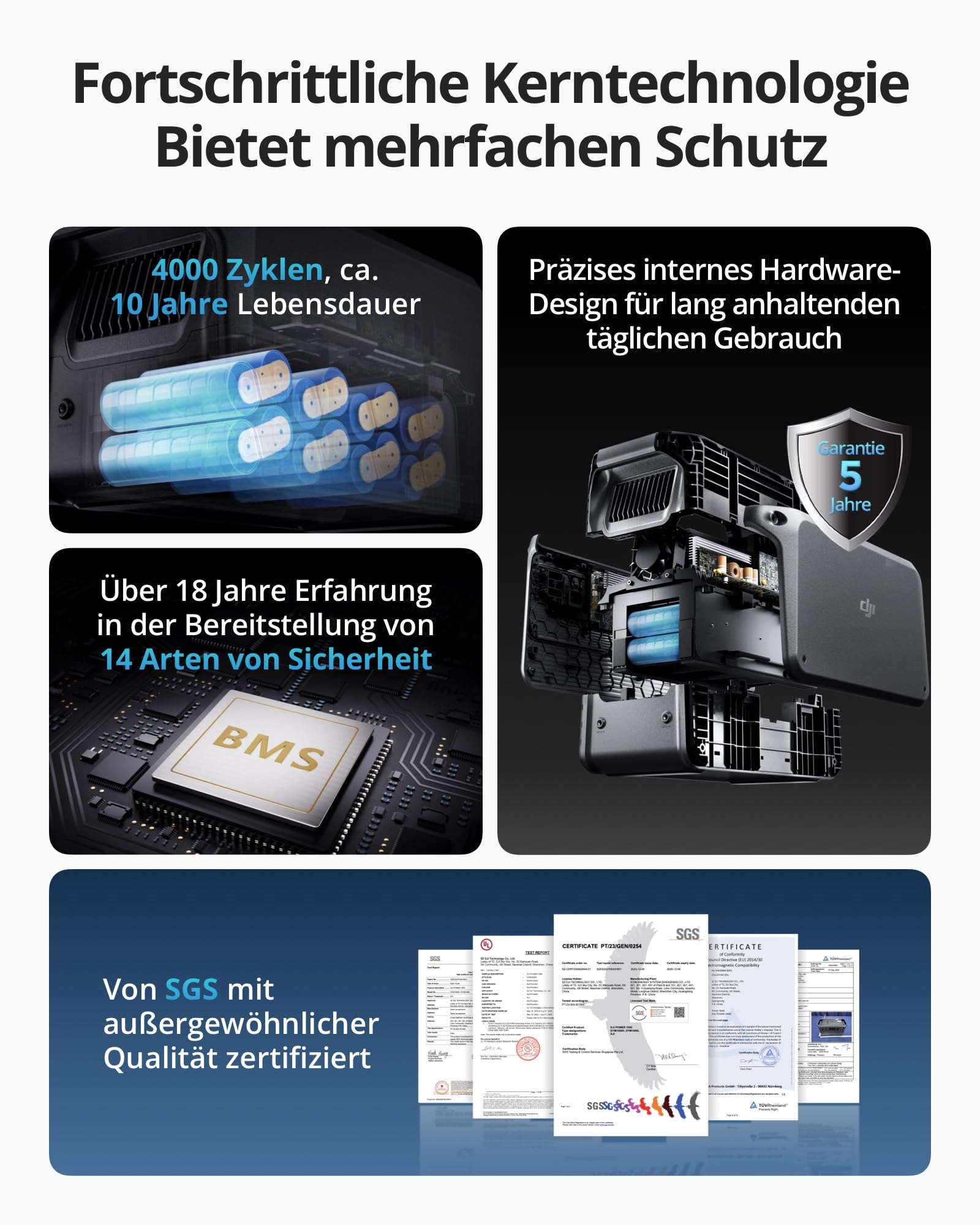 DJI Power 1000 Tragbare Powerstation, 1024 Wh Solargenerator mit 1 x 100 W faltbarem Solarpanel, für Camping/Wohnmobile, 70 Min. Schnellladung, 2200W Dauerleistung.