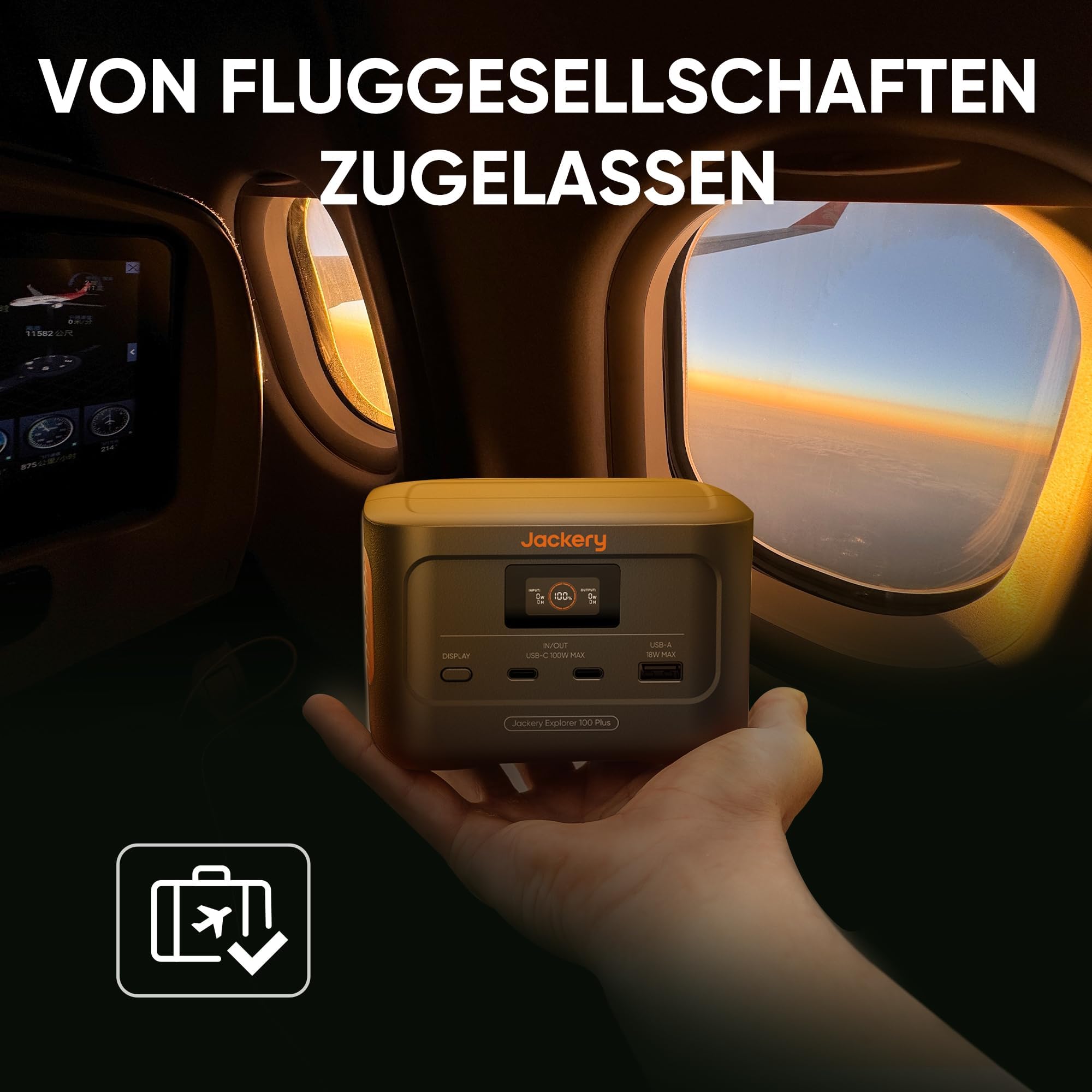 Jackery Explorer 100 Plus Tragbare Powerstation, 99Wh LiFePO4-Akku Schnellladung, 3-Port 128W TragBack-up-Akku für Reise Notfall