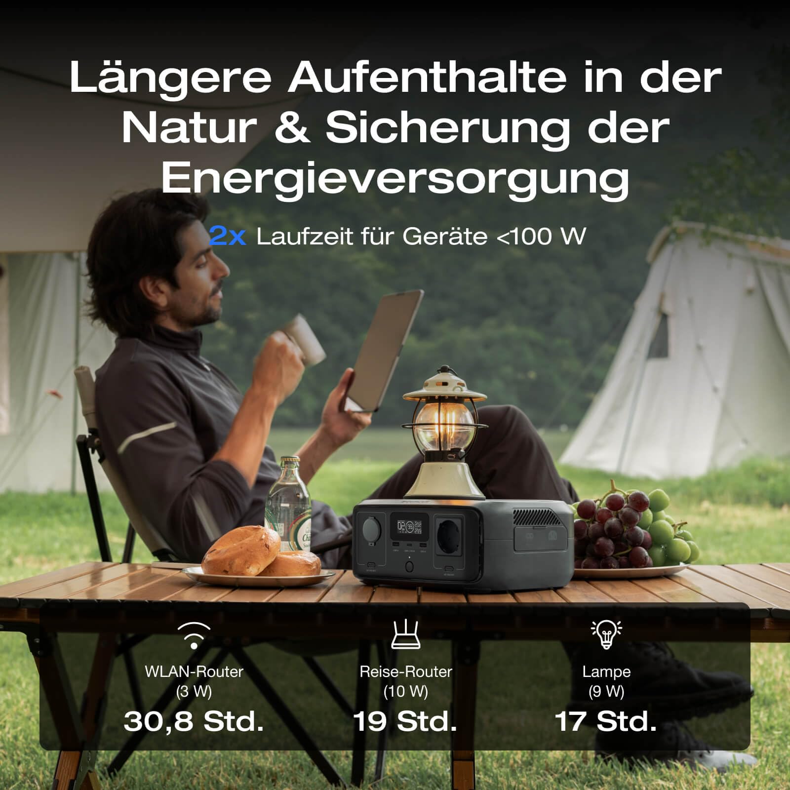 ECOFLOW Tragbare Powerstation RIVER 3, 245 Wh LFP Batterie, bis zu 600 W Leistung, 2× Laufzeit mit GaN, <20 ms USV, 30% kompakterer Solargenerator für den Außenbereich, Camping, Vans (Generalüberholt)