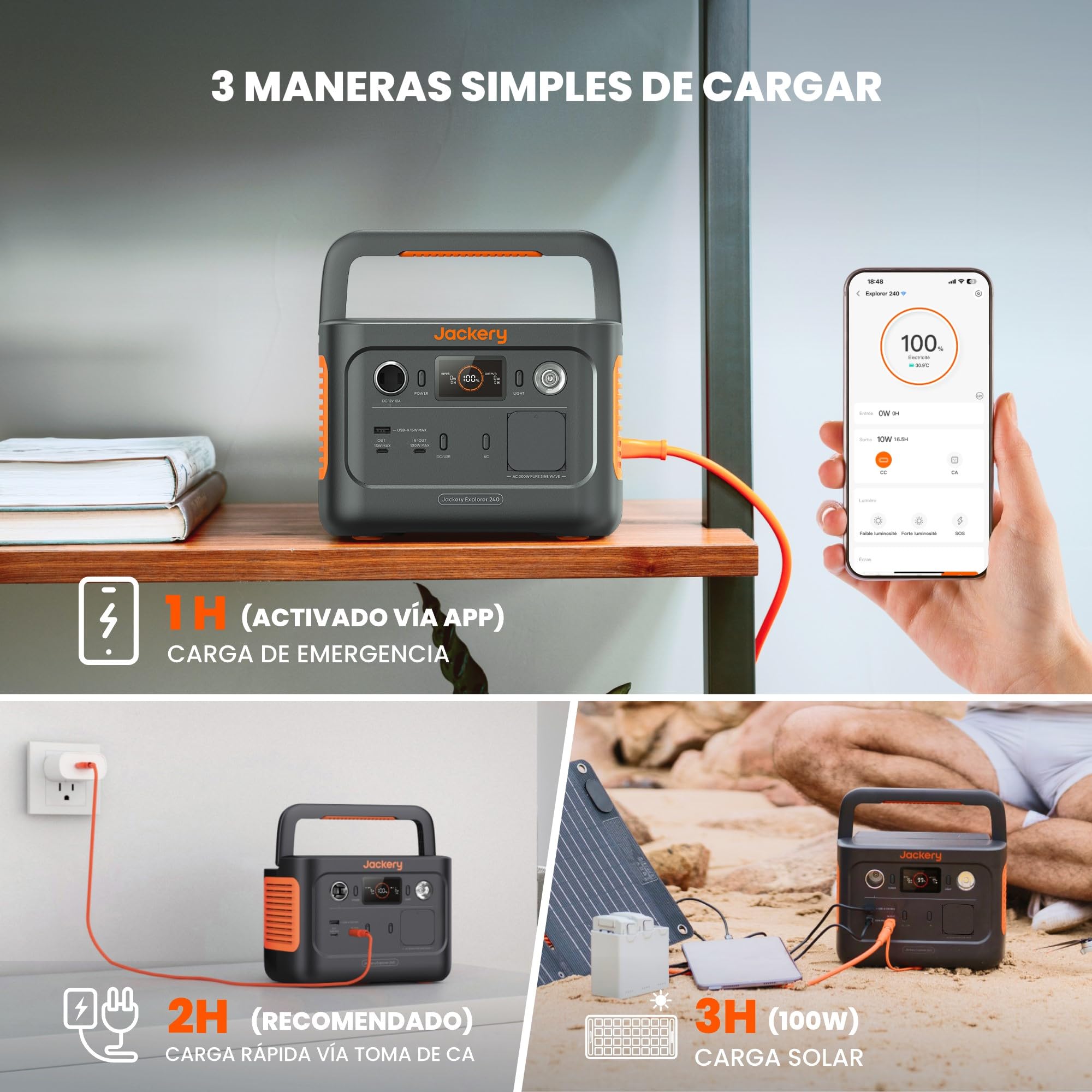 Jackery 240 v2 Solar Generator mit 40W Solarpanel, 256Wh LiFePO4-Batterie, 300W AC & 100W USB-C-Ausgang für Outdoor, Camping & Notfall (2024 Neue)