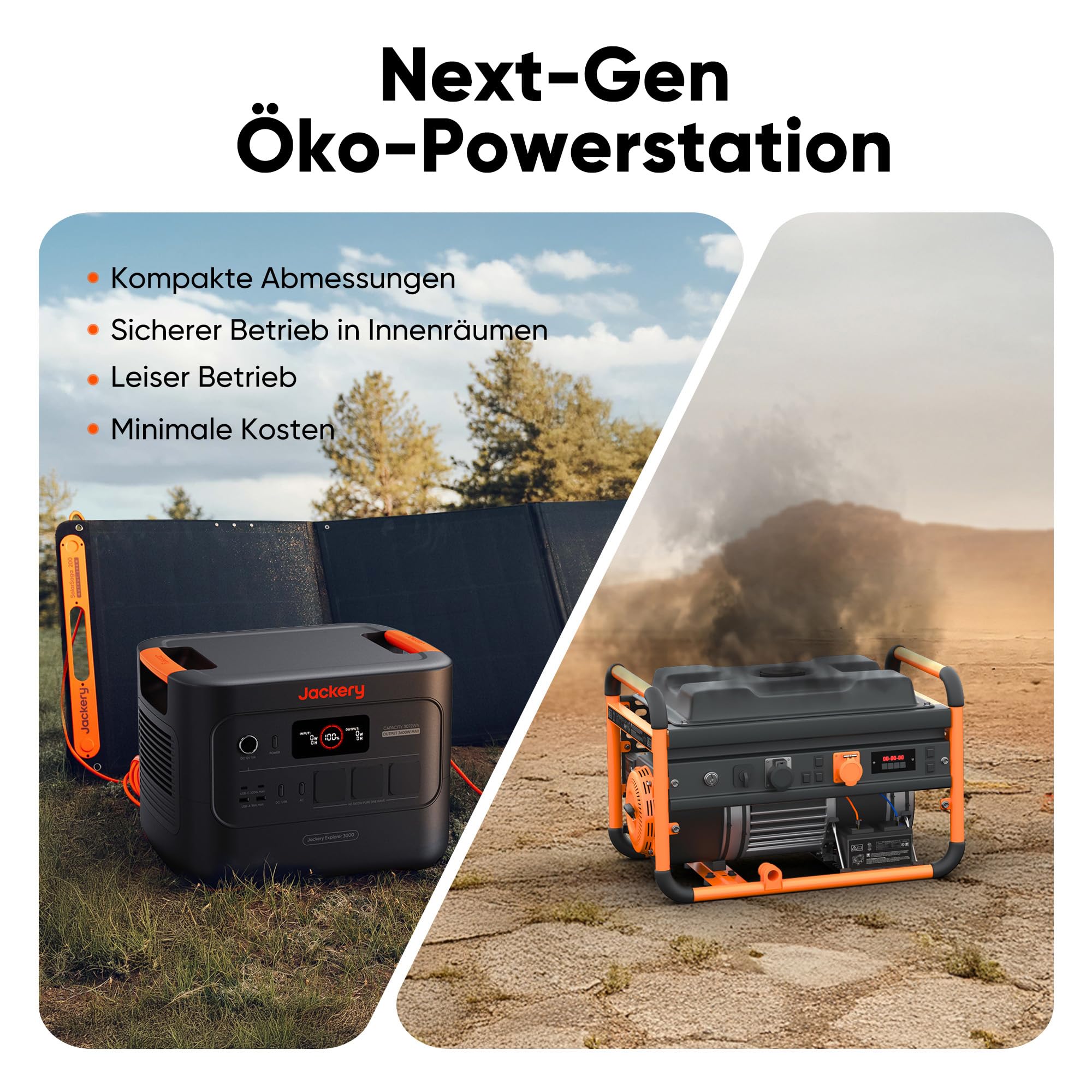 Jackery E3000 v2 Tragbare Powerstation, 3072Wh/3600W (Max 7200W) LiFePO4 Batterie, 1,8h Schnellladung, 2 USB-C PD 100W, Leichter & kompakter Solargenerator für Camping, Wohnmobil & Notstrom