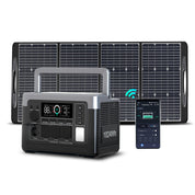 OUKITEL P1000 Plus Solargenerator mit 100W Solarpanel, 1024Wh LiFePO4-Batterie,1800W Tragbare Powerstation, Schnellladung von 0-80% in 45 Min. Ultra-Leise für Camping, Wohnmobile & Stromausfälle